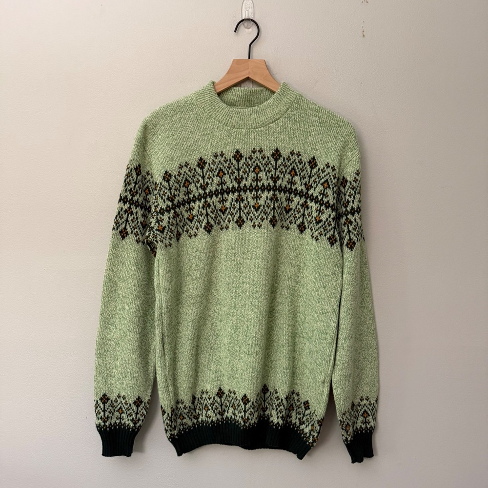 Vintage Men's L Jersild Nordic Ski Sweater Swiss Tall Intarsia Holiday Christmas